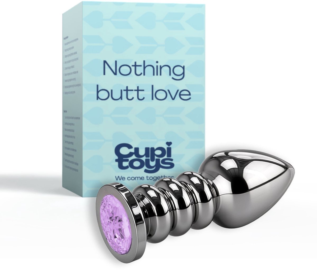 Goedkoopste Cupitoys® Metalen buttplug - Zilver - Diamant lichtpaars - Gedraaid - Small - Sex toys voor vrouwen - Sex toys voor mannen - Buttplugs
