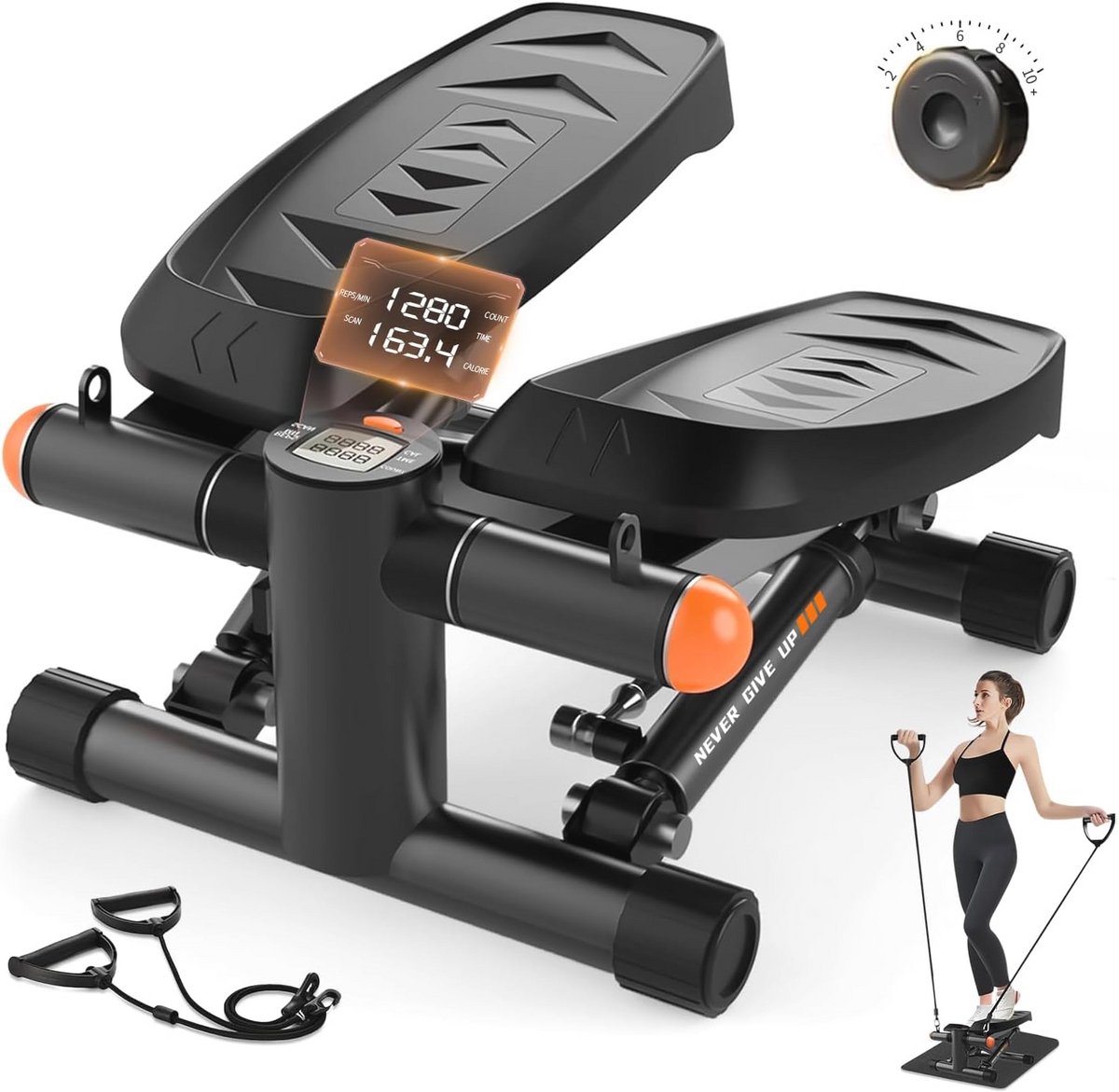 Stepper voor Thuis met Instelbare Weerstand en Smart Display - Compact Fitnessapparaat tot 150 kg