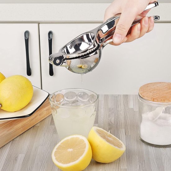 JOPHEK Citroenpers, handpers, citroenpers met 1 snijder, citruspers, handmatig met accessoires, zware citruspers, handmatig, voor keuken, bar, restaurant, vaatwasmachinebestendig