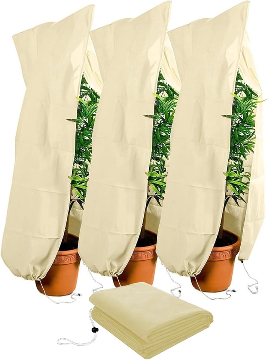 Uitgebreide Winterbescherming voor Buitenplanten met Rits en Trekkoord, Set van 3