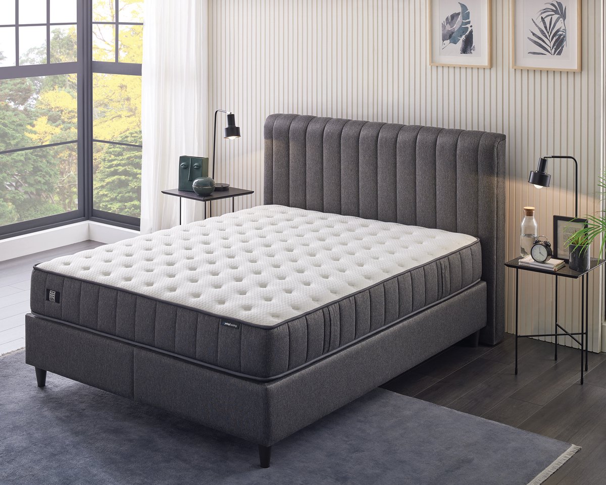 BSS Bedding YATAS Ionic Energy - Boxspring - 180x200 cm - Complete Boxspring - Pocketvering - Boxspring met Opbergruimte - Slaapkamerbed - 1 x Matras - 2 x Bedbox - 1 x Hoofdbord- Stijlvol - Comfortabel Geweven Zwart