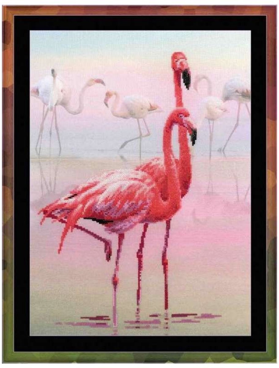 borduurpakket flamingo's