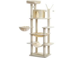 Kattenu CatCastle V2 - Krabpaal voor grote katten - Kattenboom - Kattenkrabpaal - Hoge krabpaal - Beige