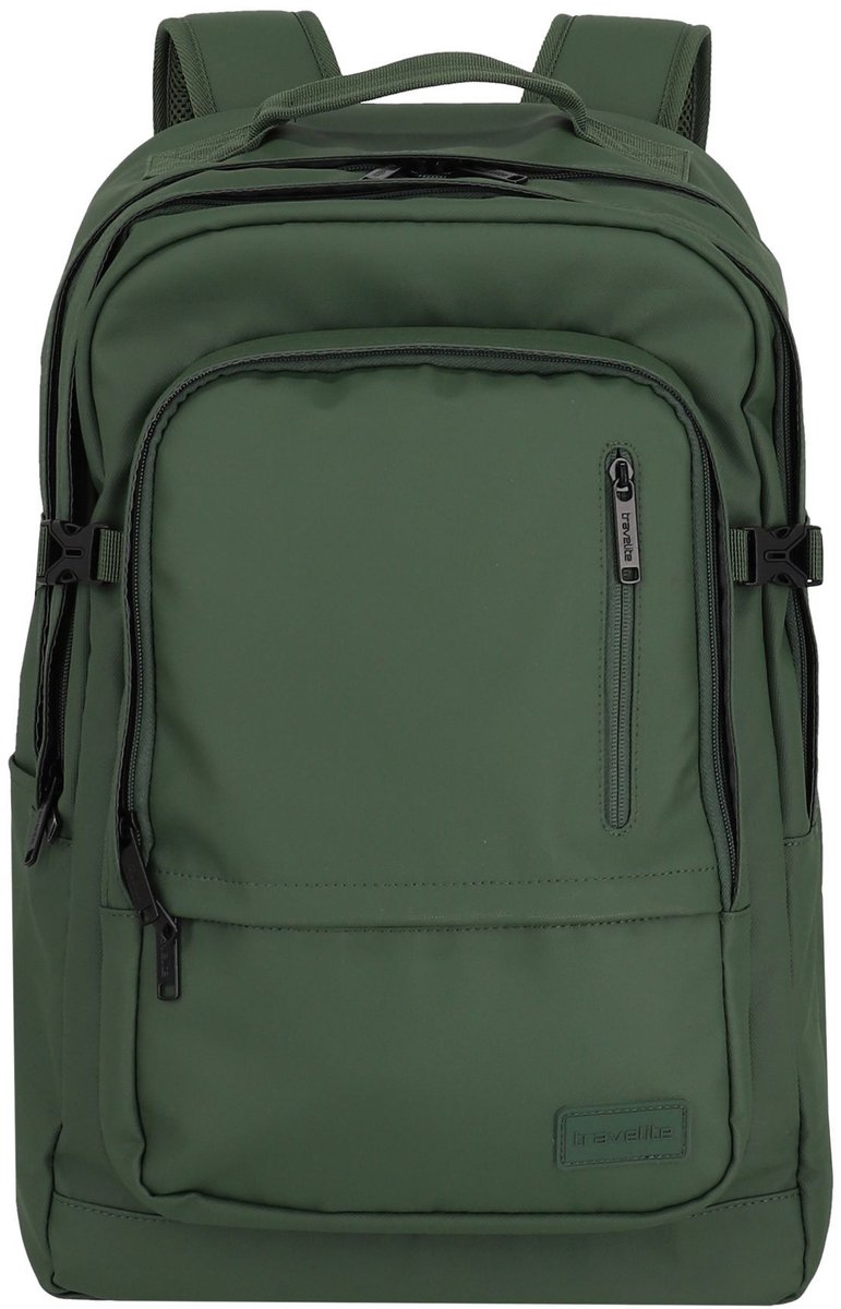 Travelite Basic Backpack – Waterafstotende Rugzak 28L met Laptopvak - Olive green – foto 8