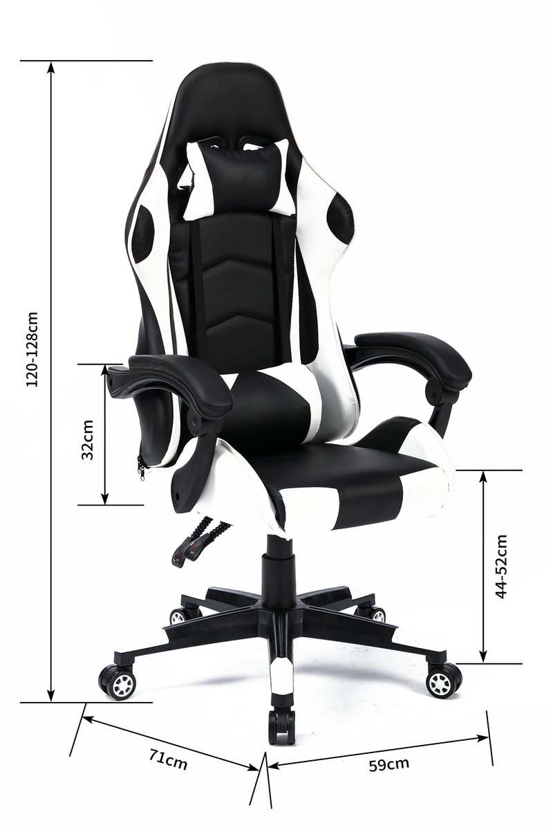 Afbeelding 2 van Alora Gaming stoel X-TREME - Wit - Met Nekkussen & Verstelbaar Rugkussen - Kunstleer - Gamestoel - Game Stoel - Gaming chair - Bureaustoel - Office Chair