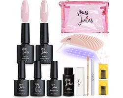 Miss Jules® BIAB Starter Pakket – Builder in a Bottle – BIAB Nagel Builder Gel – BIAB Nagellak Starterset - HEMA & TPO Free - Inclusief 36W UV/LED Lamp, Nail Cleanser & Instructievideo (NL)