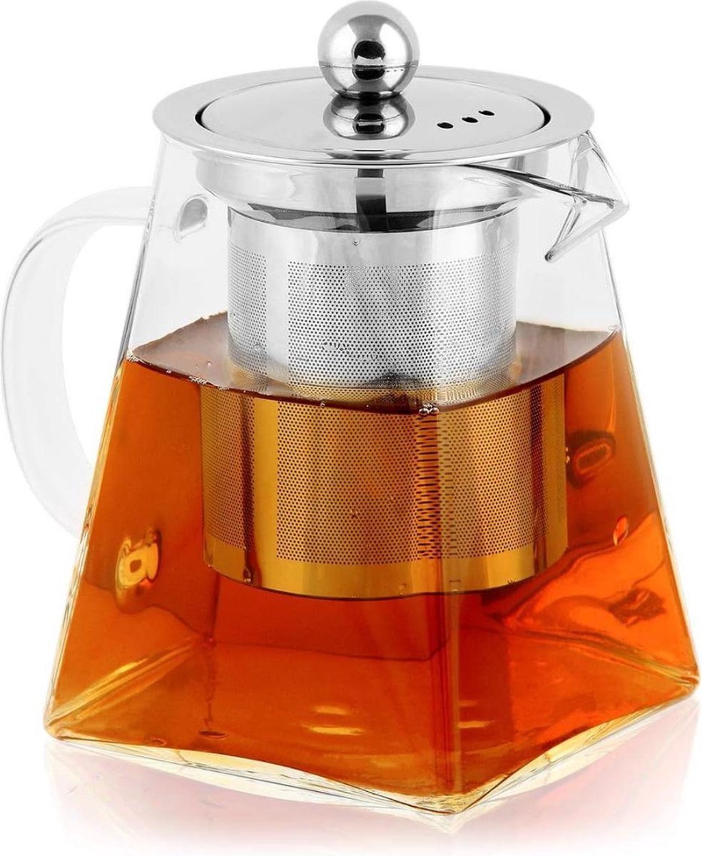Glazen Theepot met Roestvrijstalen Filter - Hittebestendig - 350 ml