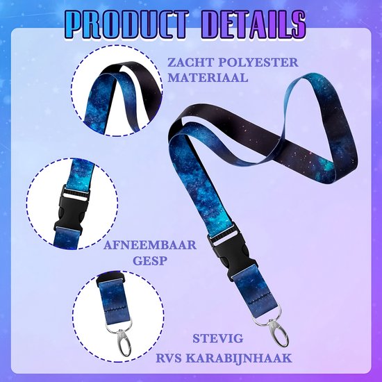 wisdompro Kantoorkoord 5 stuks, 23 inch premium polyester nekband lanyard met ovale sluiting en afneembare gesp voor telefoon, camera, USB, sleutels, sleutelhanger, ID-badgehouder - rood