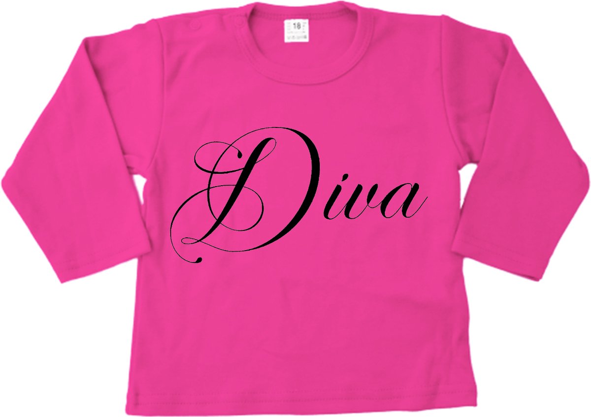 Lange Mouw T-shirt - Fuchia Diva