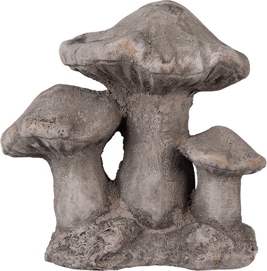 Clayre & Eef Decoratie Beeld Paddenstoel 16x12x15 cm Grijs Steen Herfst decoratie