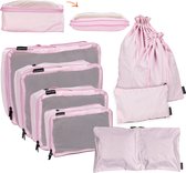 Roamwell Compressie Packing Cubes - 8 stuks - Koffer Organizer Set - Compression Packing Cubes voor Baggage & Backpack - Roze