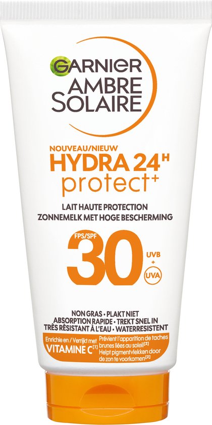 Garnier Ambre Solaire Hydra 24H Protect Lotion Zonnebrandcrème SPF30 50ml - Reisformaat - Waterresistent – Niet vet