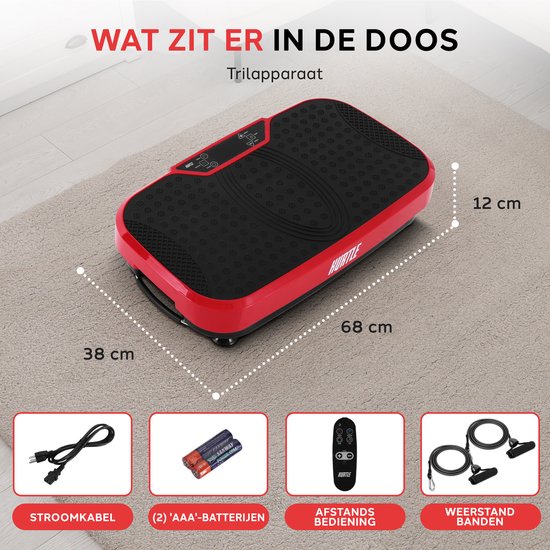 Hurtle Fitness Vibratieplatform - Compacte Fitnessapparaat voor Thuis met Weerstandsbanden, Wielen, Afstandsbediening en Verstelbare Snelheid voor Gewichtsverlies en Spierversteviging