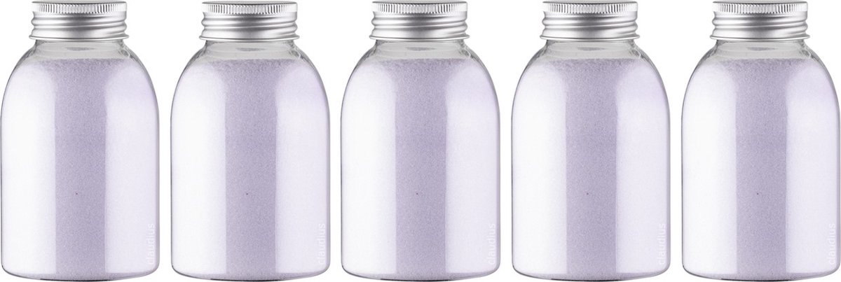 Goedkoopste Scrubzout Lavendel - 300 gram - fles met aluminium dop - Hydraterende Lichaamsscrub - set van 5 stuks