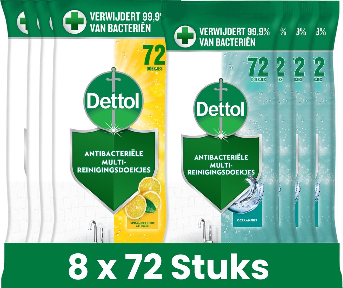Bol.com Dettol - 640 Schoonmaakdoekjes Power & Fresh - Oceaan 4x80 stuks - Citrus 4x80 stuks - Voordeelverpakking aanbieding