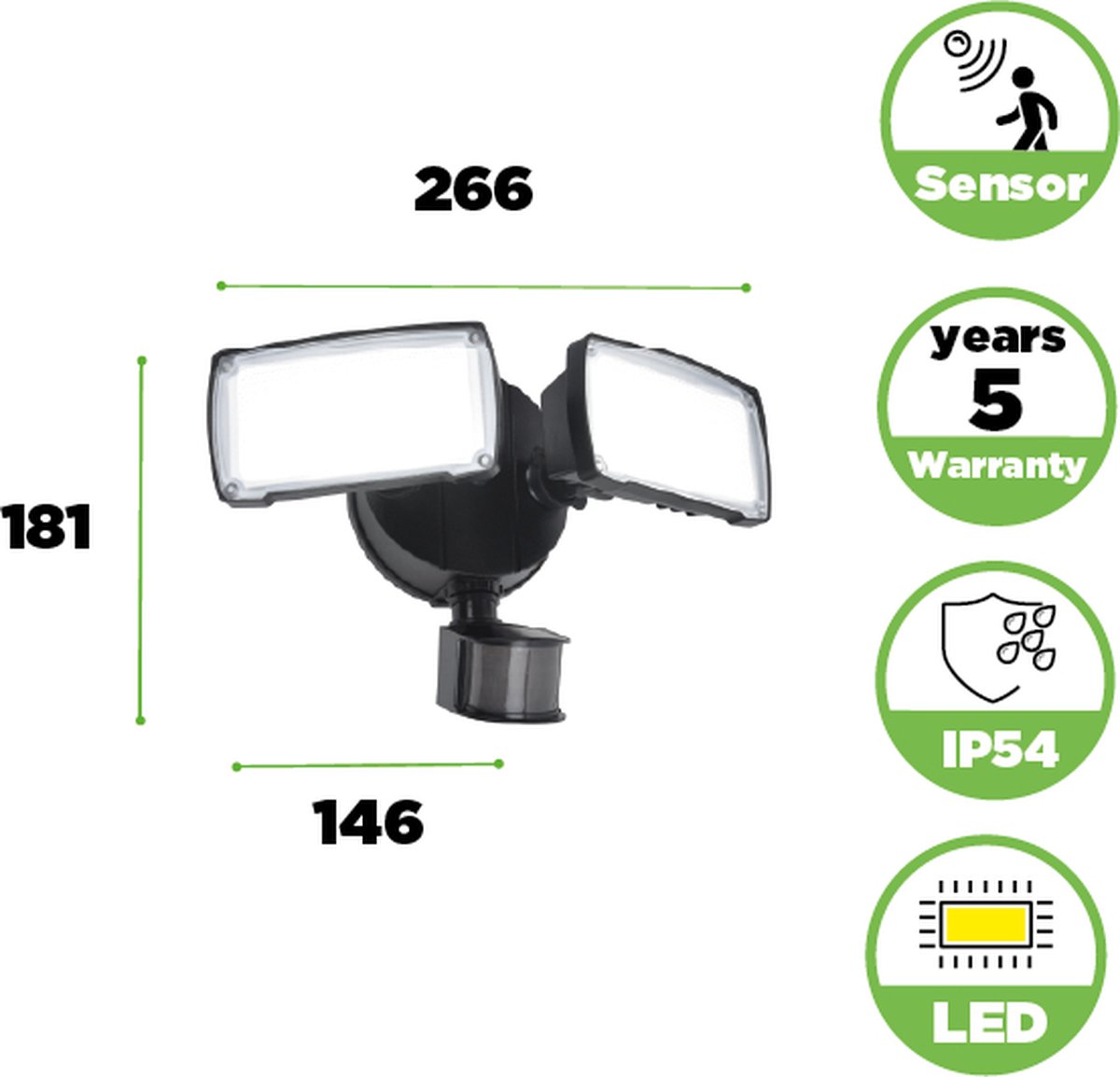 Lutec Chimera - LED security wandlamp voor buiten - Tweekoppig