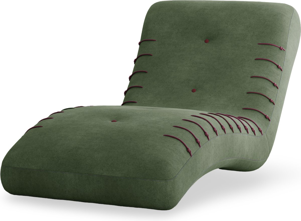 Meridienne Chaise longue SPLINE - elegant en ergonomisch comfort, modern uiterlijk met contrasterende naden - Donkergroen (Castel 39)