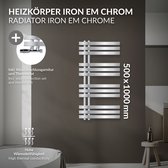 Bol.com Badkamer radiator middenaansluiting 500x1000 mm chroom met wandaansluitset LuxeBath aanbieding