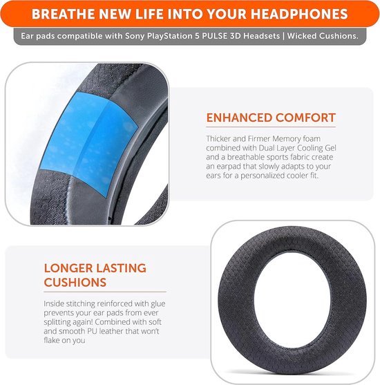 Cooling Gel Ear Pads For Sony PS5 Pulse 3D Wireless Jamaica
