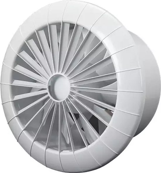 Badkamerventilator rond diameter 150 mm wit met VOCHTSENSOR EN TIMER - 150BBHS