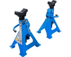 BGS Assteunen - 3 ton - 2 stuks - 4 steunvoeten - 10 traps hoogte verstelling - Blauw