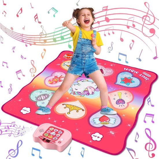Dansmat Speelgoed Voor Kinderen, Muziekdans Touch Play Mat Met LED Verlichting Instelbaar Volume 5 Spelmodi Ingebouwde Muziek Muzikale Kerstverjaardagscadeaus Meisjes Paars 3138601358