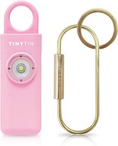 TinyTin® Persoonlijk Alarm met Led Zaklamp - SOS Sleutelhanger met Alarmknop - Zelfverdediging Noodknop voor Vrouwen, Ouderen en Kinderen - 130dB Persoonsalarm - Oplaadbaar Mini Zakalarm - Hot Pink