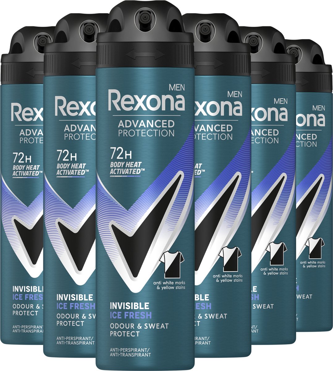 Rexona Men Invisible Ice deodorant spray - 6 x 150 ml - voordeelverpakking