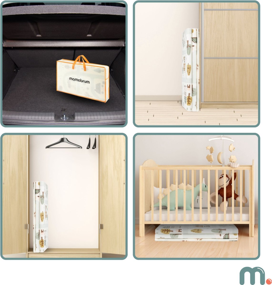Mamabrum Dubbelzijdige Speelmat Vouwmat - 180 x 120 cm - Stad/Zandbeige — afbeelding 6