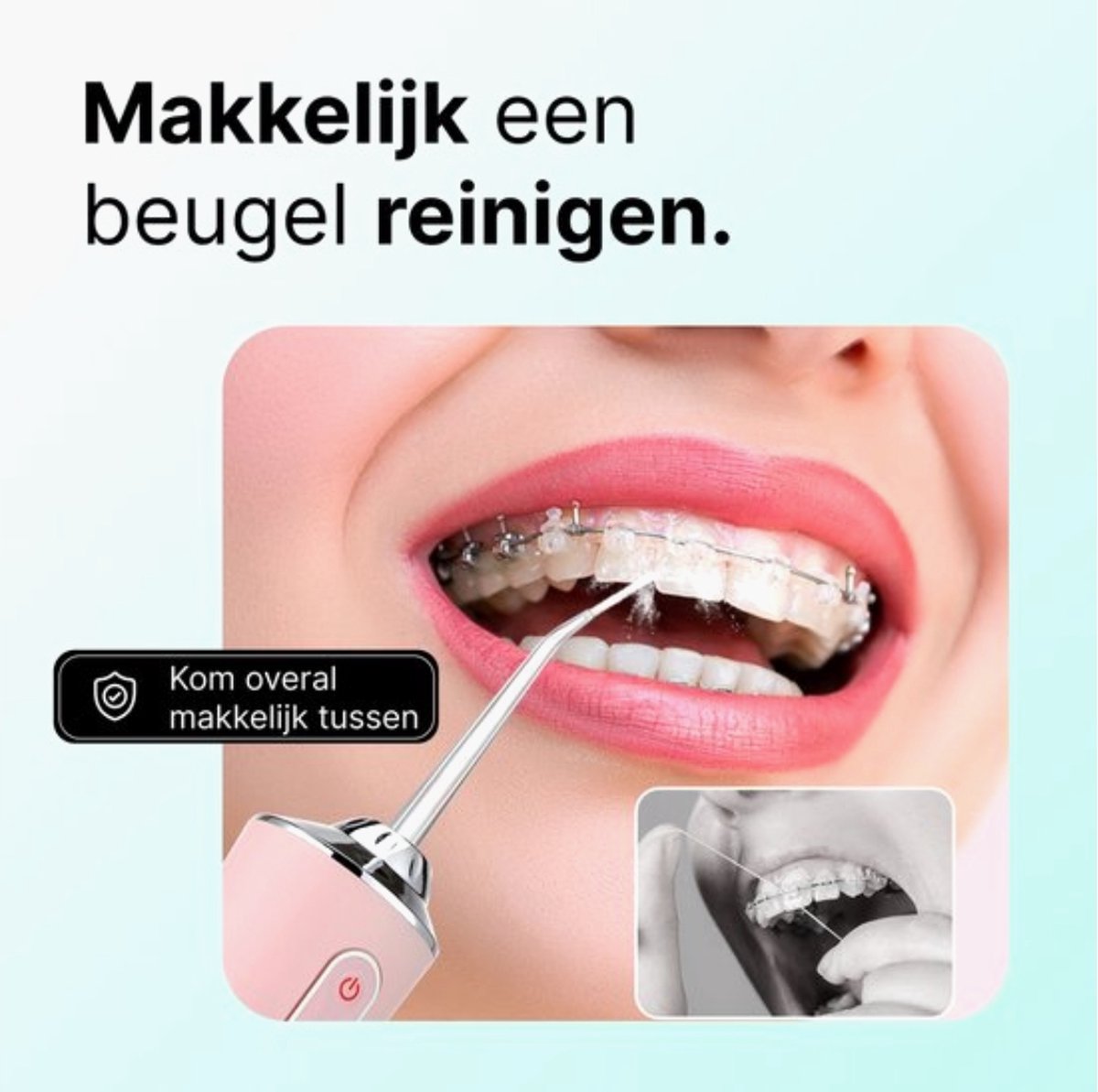 Draadloze Waterflosser | Monddouche | Inclusief 4 Opzetstukjes | Flosapparaat - Waterdicht - 1200 mAh Batterij - Water Flosser - 3 Modus - Oplaadbaar via USB - kleur: Roze thumbnail 4