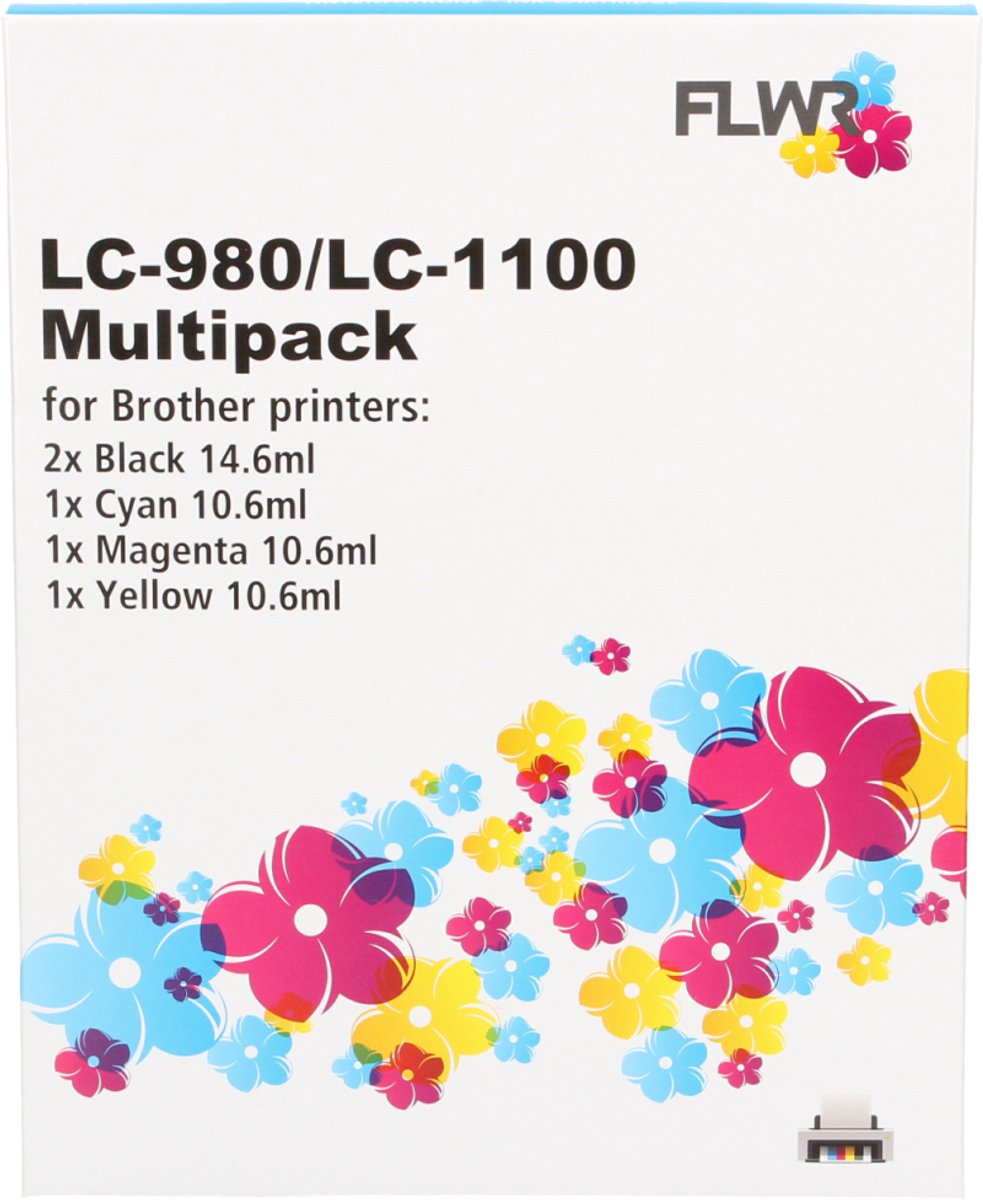 FLWR - Cartridges / Brother LC-980 / LC-1100 Multipack / zwart en kleur / Geschikt voor Brother