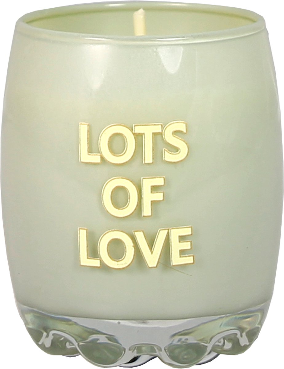 MY FLAME - mini sojakaarsje in shotglaasje - LOTS OF LOVE - Minty Bamboo - 20 branduren - 5.5 x 6 cm