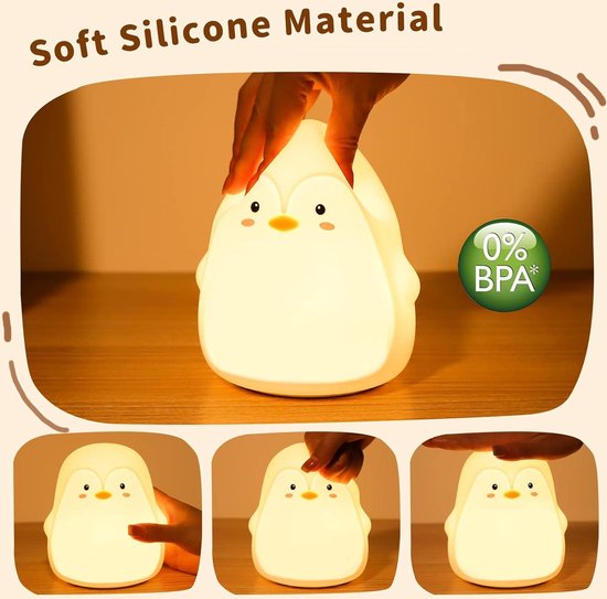 Nachtlampje Pinguïn voor Kinderen - 7 Kleur Veranderende USB Oplaadbare Verlichting van Merkloos — afbeelding 4
