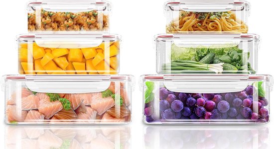 Vtopmart Luchtdichte Voedsel Opslag Containers met Deksels 4 STKS Set 3.2L, Plastic Spaghetti Canisters voor Pasta organizer, BPA Gratis Luchtdichte Keuken Pantry Organisatie