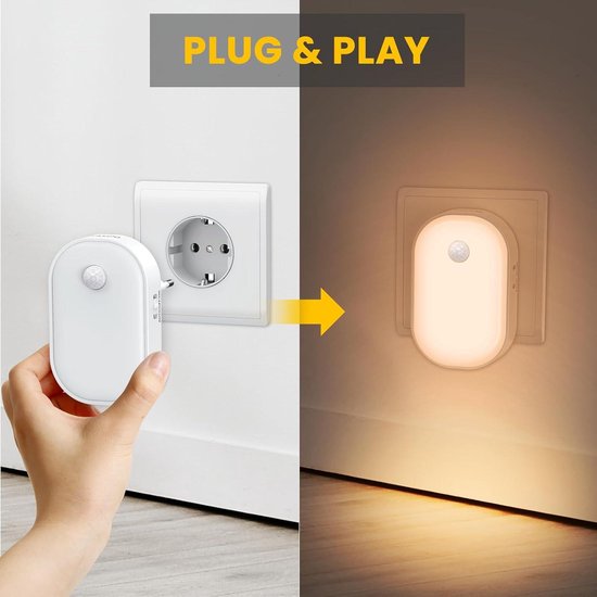 JandCase LED-nachtlampje, dimbaar nachtlampje met stekker, nachtlampje