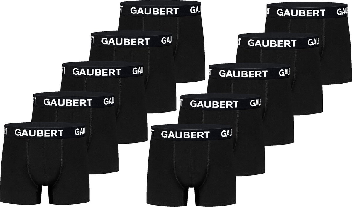 Gaubert - Heren Boxershorts 10-Pack - zwart - premium katoen - Maat L
