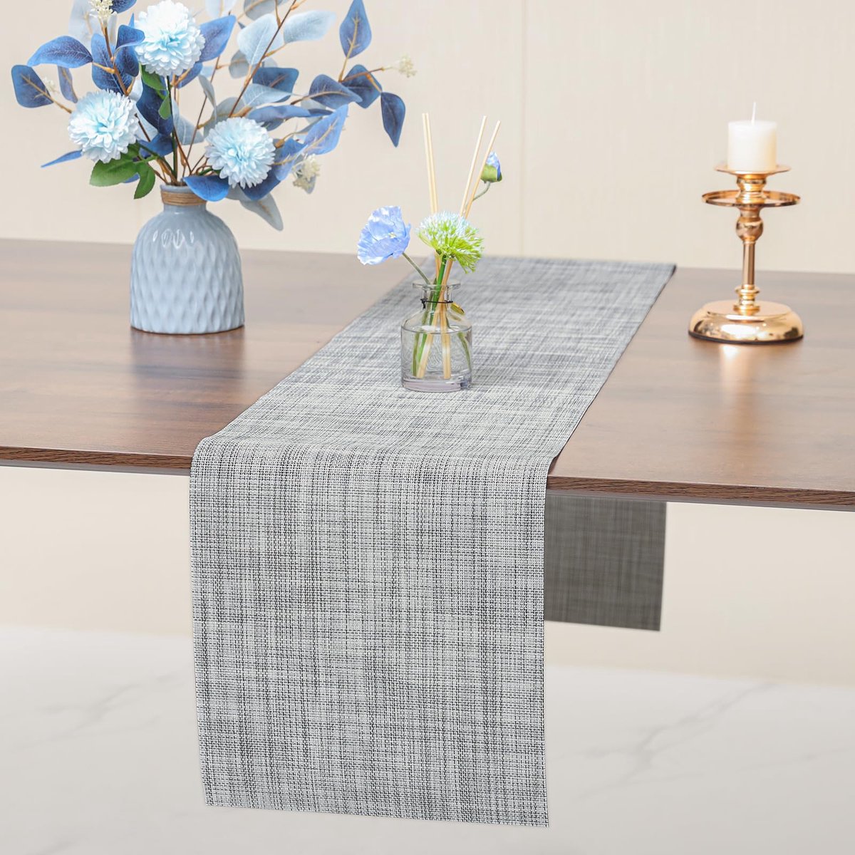 La'Moussawi ® Tafelloper in Stijlvol Design voor Eettafels, Dressoirs en Meer, Lichtgrijs 30 x 140 cm