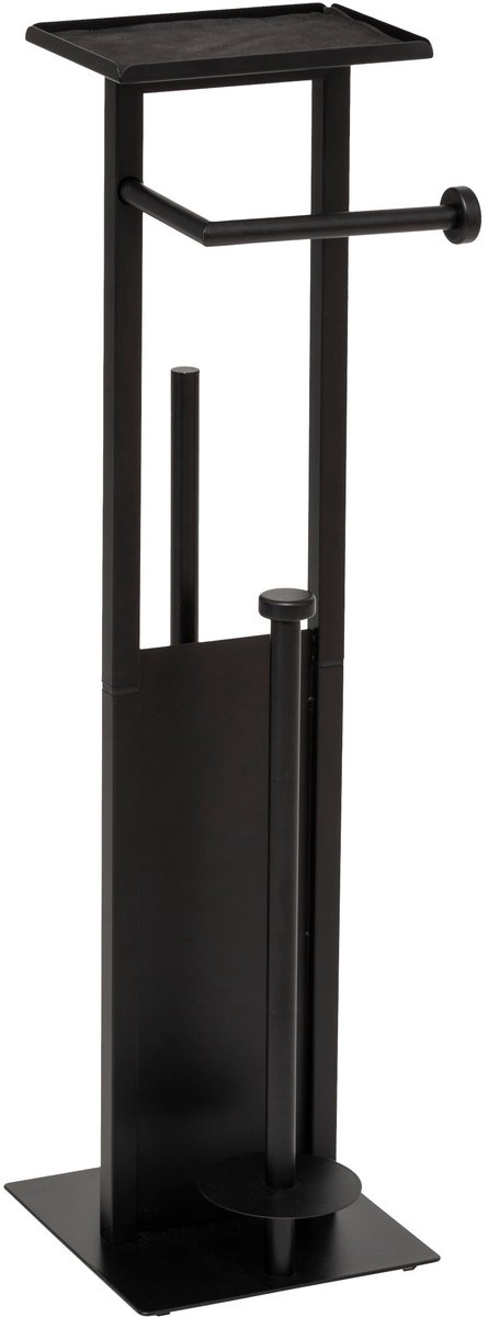 5Five Toiletpapierhouder met reservehouder en Wc-borstel - 28x18x62 - Zwart
