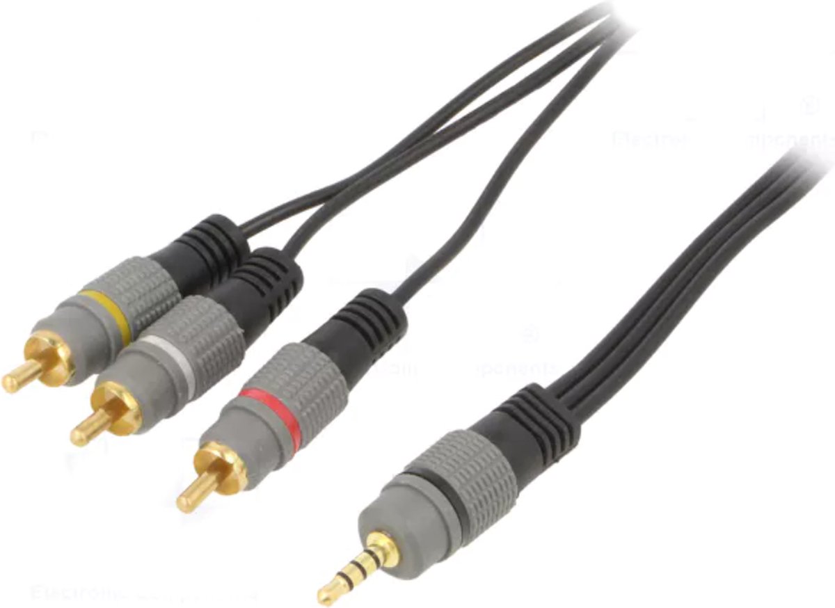 3,5mm Jack naar Tulp Audio Video kabel - 1,5 meter - Zwart