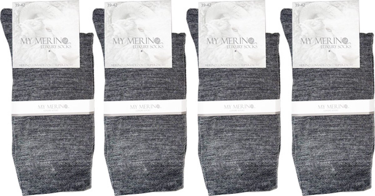 4 Paar Merino Sokken - Merino Wollen Sokken - Maat 35-38 - Naadloos - Midden Grijs - Merino Wol - Dames en Heren - Merino Wollen Kousen - Zacht