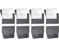 4 Paar Merino Sokken - Merino Wollen Sokken - Maat 35-38 - Naadloos - Midden Grijs - Merino Wol - Dames en Heren - Merino Wollen Kousen - Zacht