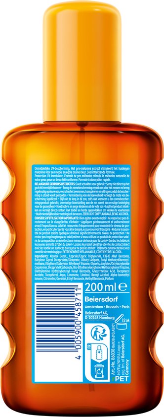 NIVEA SUN Protect & Bronze Zonnebrand Olie Spray SPF 30 - Zonnespray - Waterproof - Zonneolie - 200 ml