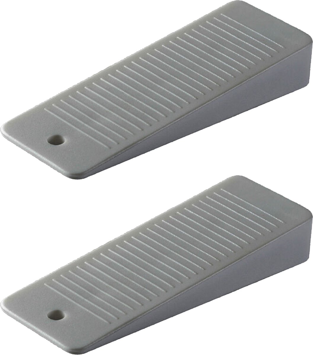 Eliot® flexibele siliconen deurstoppers - grijs - 2 stuks - wig-vorm