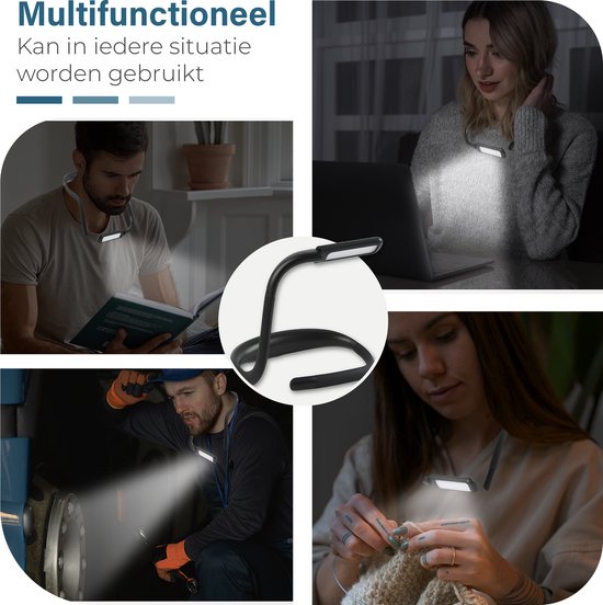Maullin Neklamp - Leeslampje voor Boek & Haakwerk - Oplaadbaar - Flexibel - Zwart — afbeelding 4