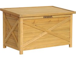 sweeek - Houten opbergkist 80 cm, naturel, b80 x d48 x h50cm, inhoud 100l