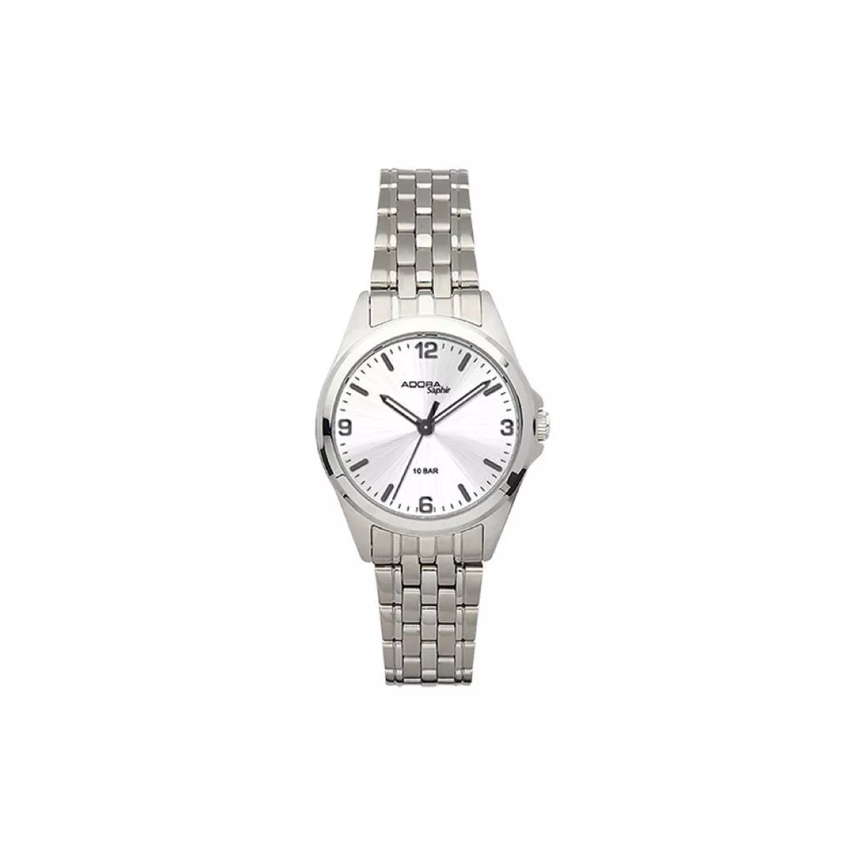 Adora AS4593 Sapphire Damespolshorloge - 28 mm roestvrij staal met zilveren afwerking en vouwsluiting