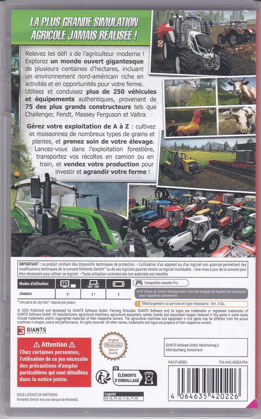 Farming Simulator - Nintendo Switch Edition Code In Box - FR Switch