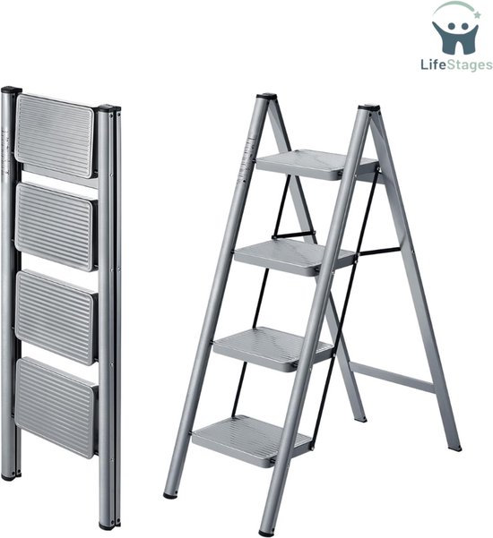 LifeStages - Huishoudtrap 4 Treden - Ladder 4 Treden - Opvouwbare