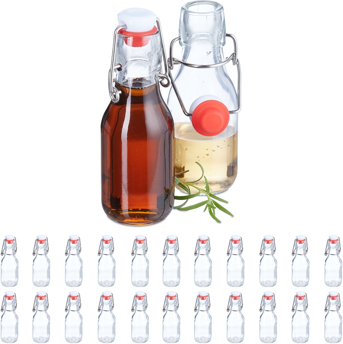 beugelflessen - set van 24 - 100 ml - glazen olie flesjes