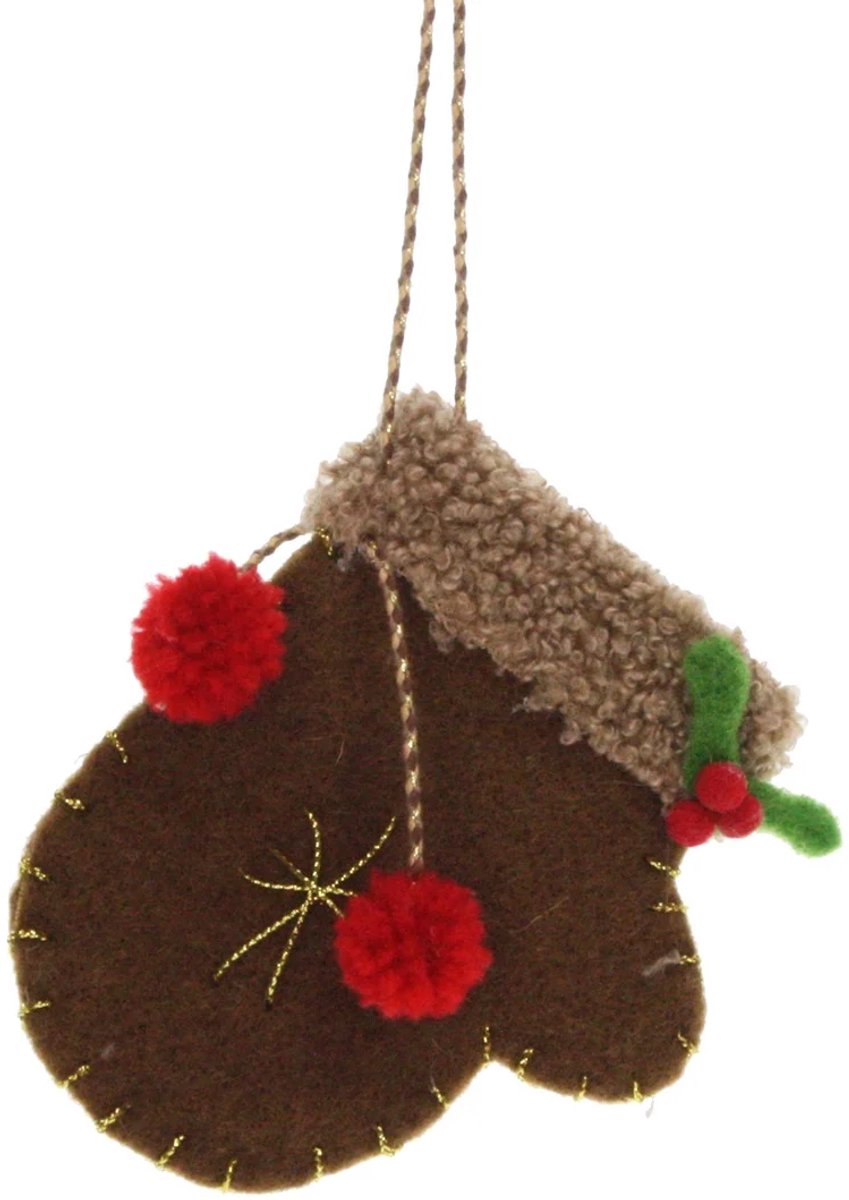 Want bruin met hulst vilt 10x1x12cm